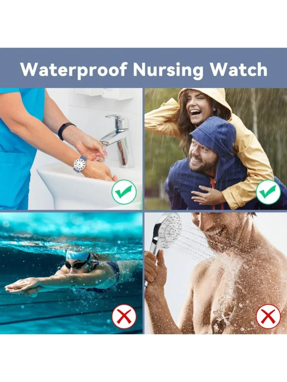Luminous Nurse Watch for Women, Waterproof, Japanese Quartz, Stylish